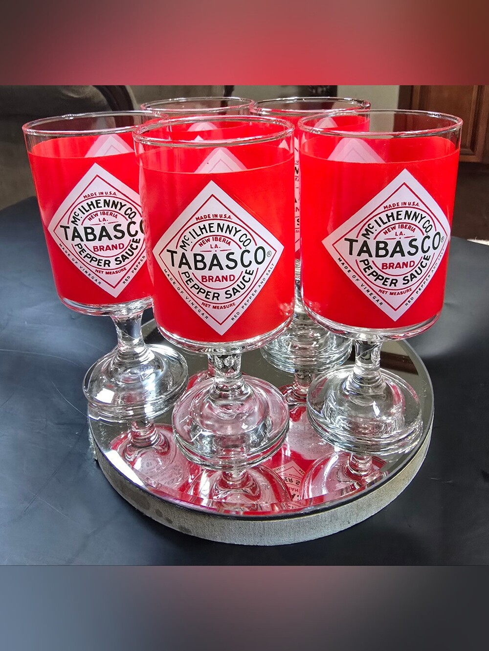 Vintage McILhenny Co. Tabasco Stemmed Glass Goblets Set Of 5